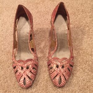 Studio 9 Reptile Print Gold Leather Heels Dustbag and Box